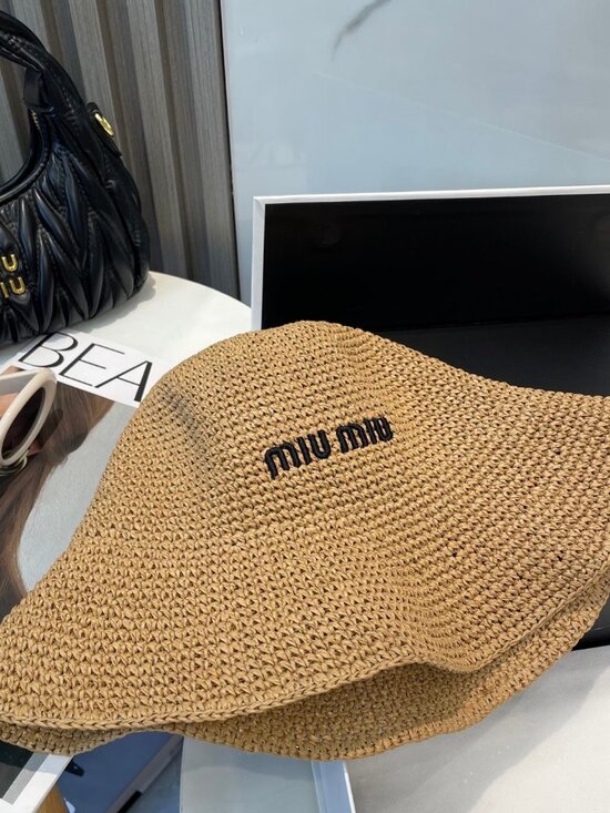 ?Miu Miu? Khaki - Straw Fisherman\'s Hat main image 3